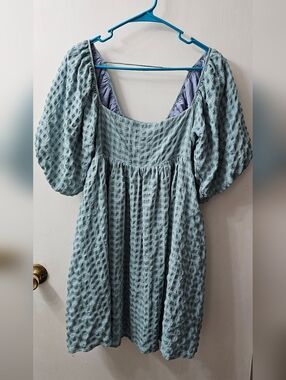 By Together Light Blue and Green Gingham Midi Dress